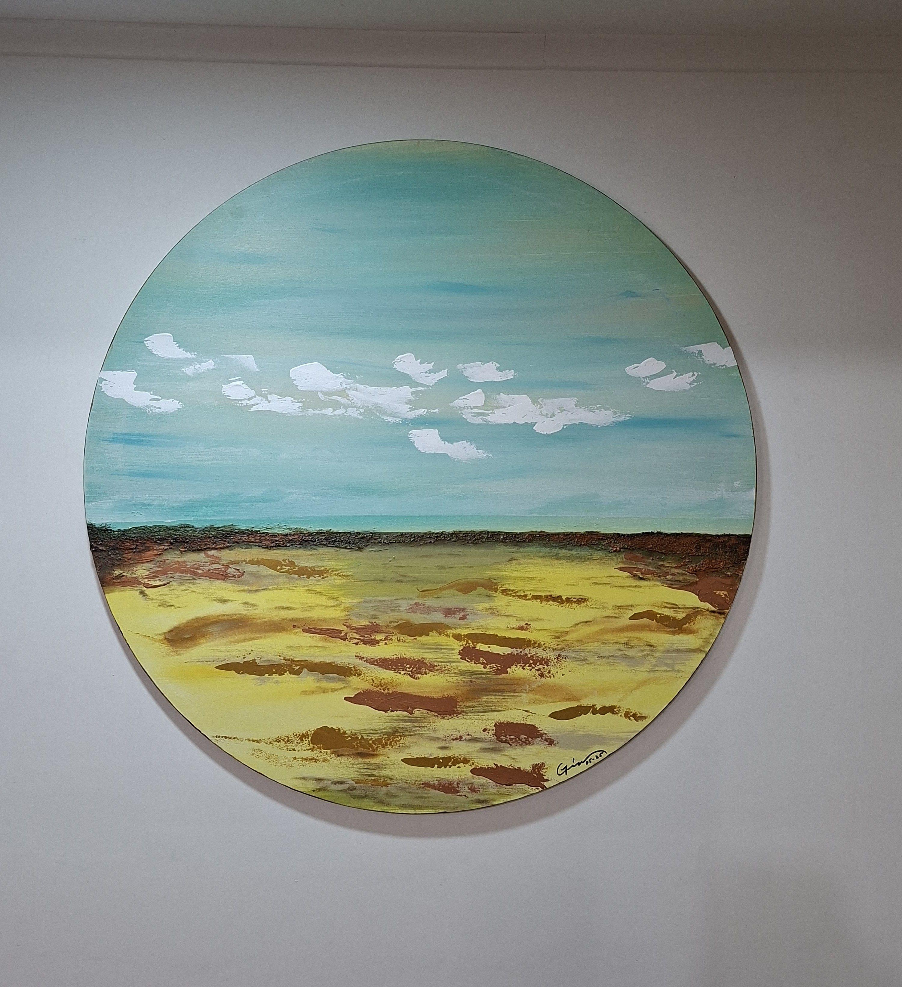 Cuadro Decorativo Circular Quietud - Técnica Mixta 90 cm Diámetro GiuArts-2