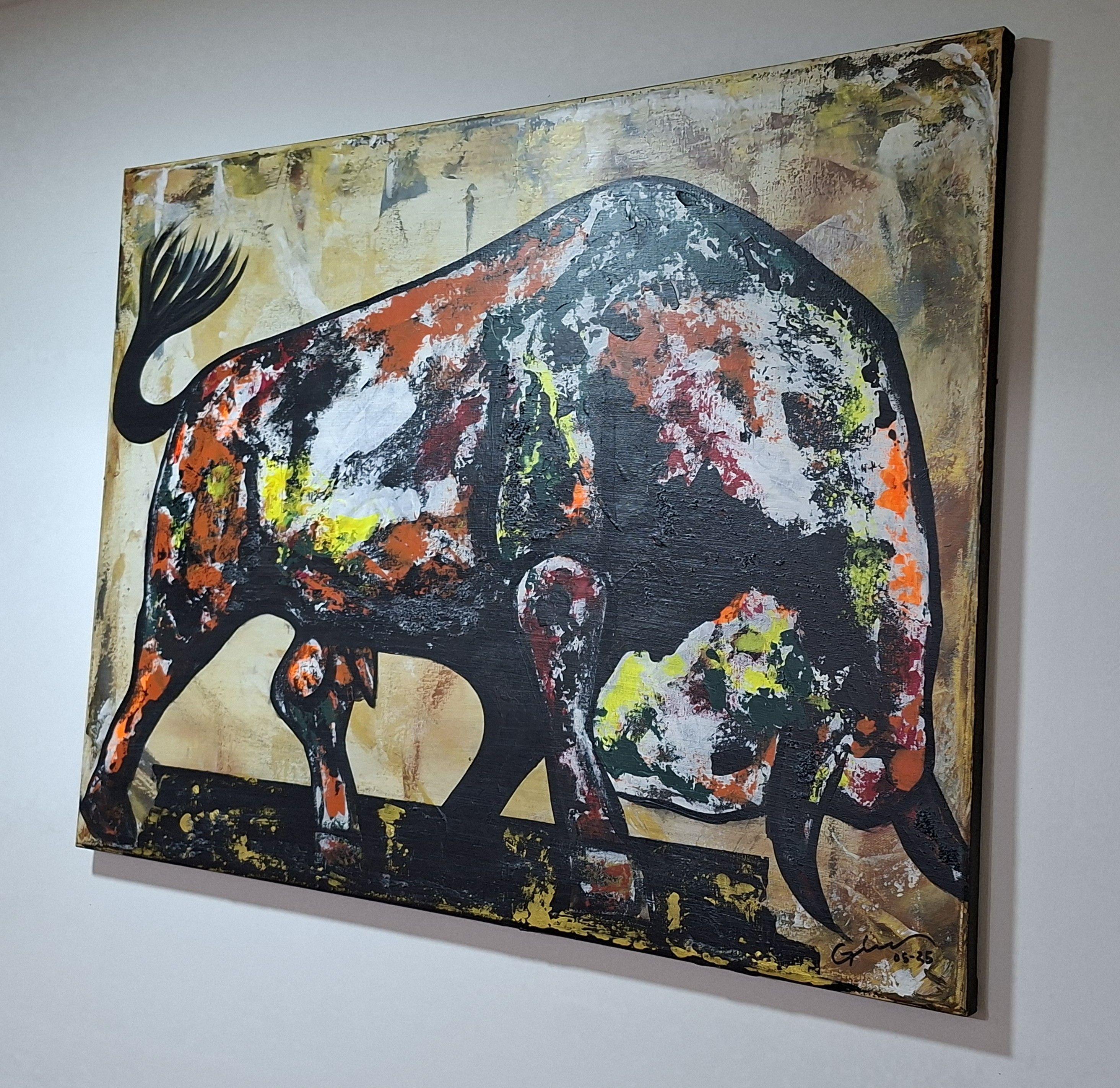 Cuadro Decorativo Toro Colors - Pintura Técnica Mixta - 60x80 cm - GiuArts-2