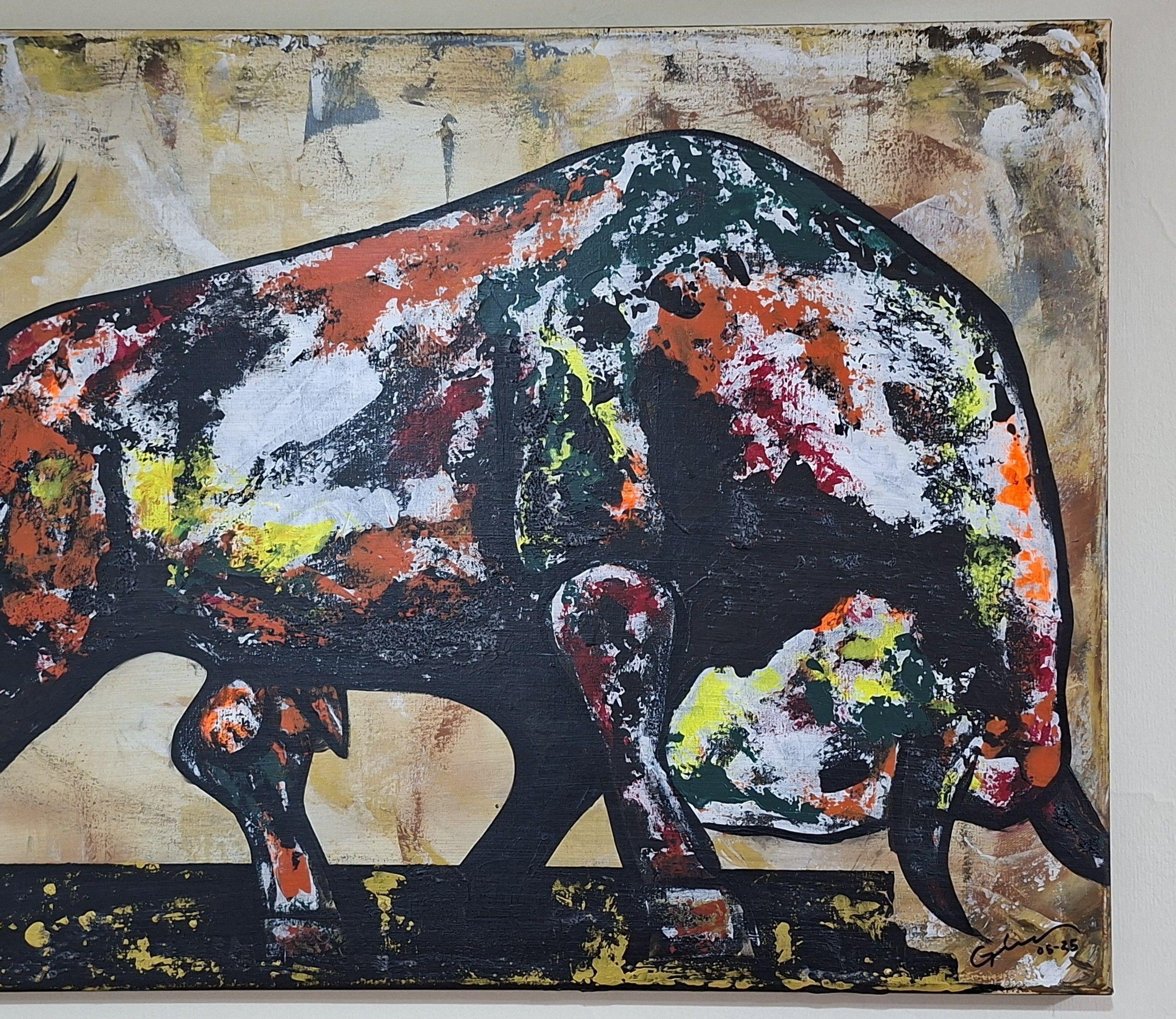Cuadro Decorativo Toro Colors - Pintura Técnica Mixta - 60x80 cm - GiuArts-3