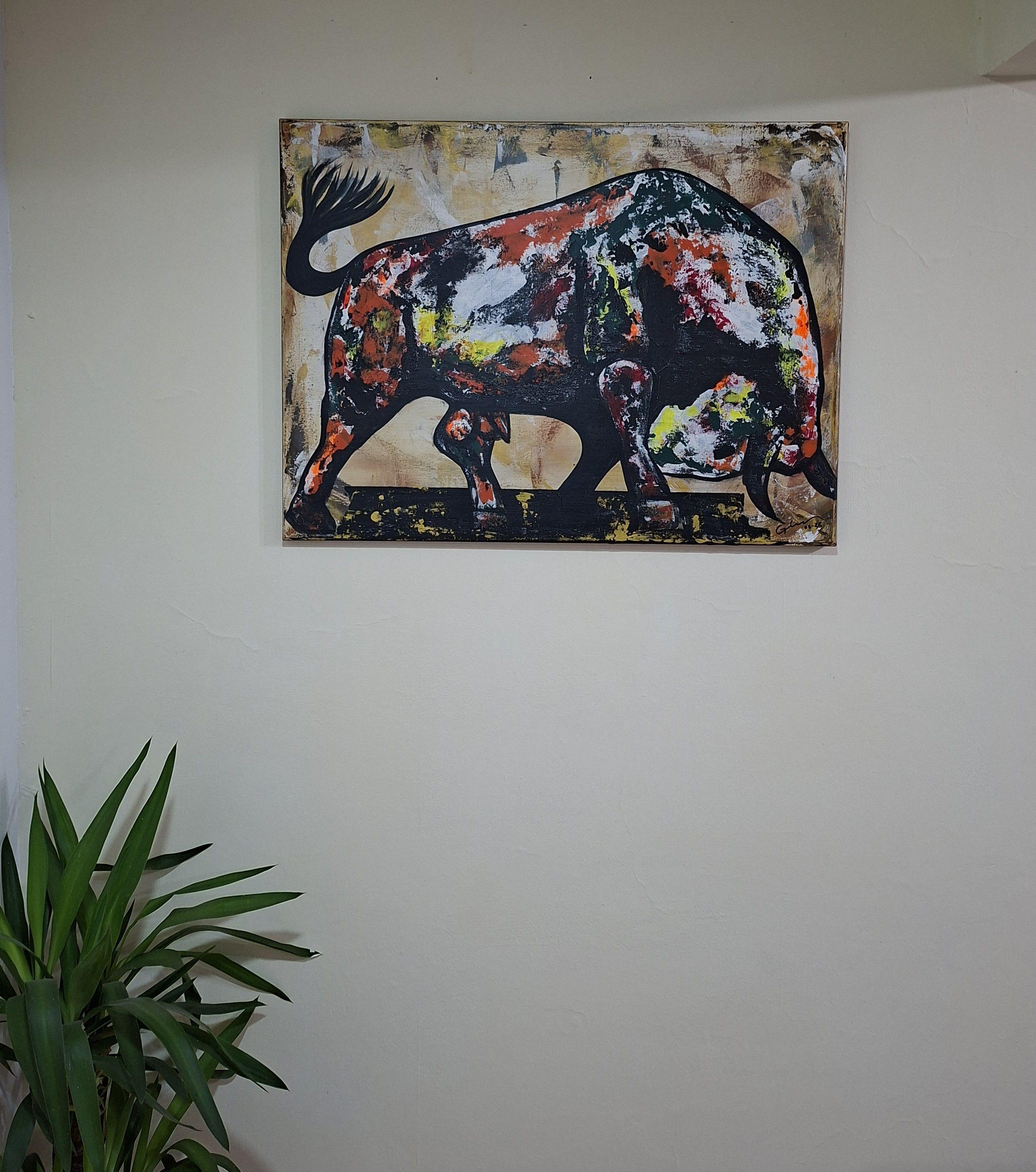 Cuadro Decorativo Toro Colors - Pintura Técnica Mixta - 60x80 cm - GiuArts-4