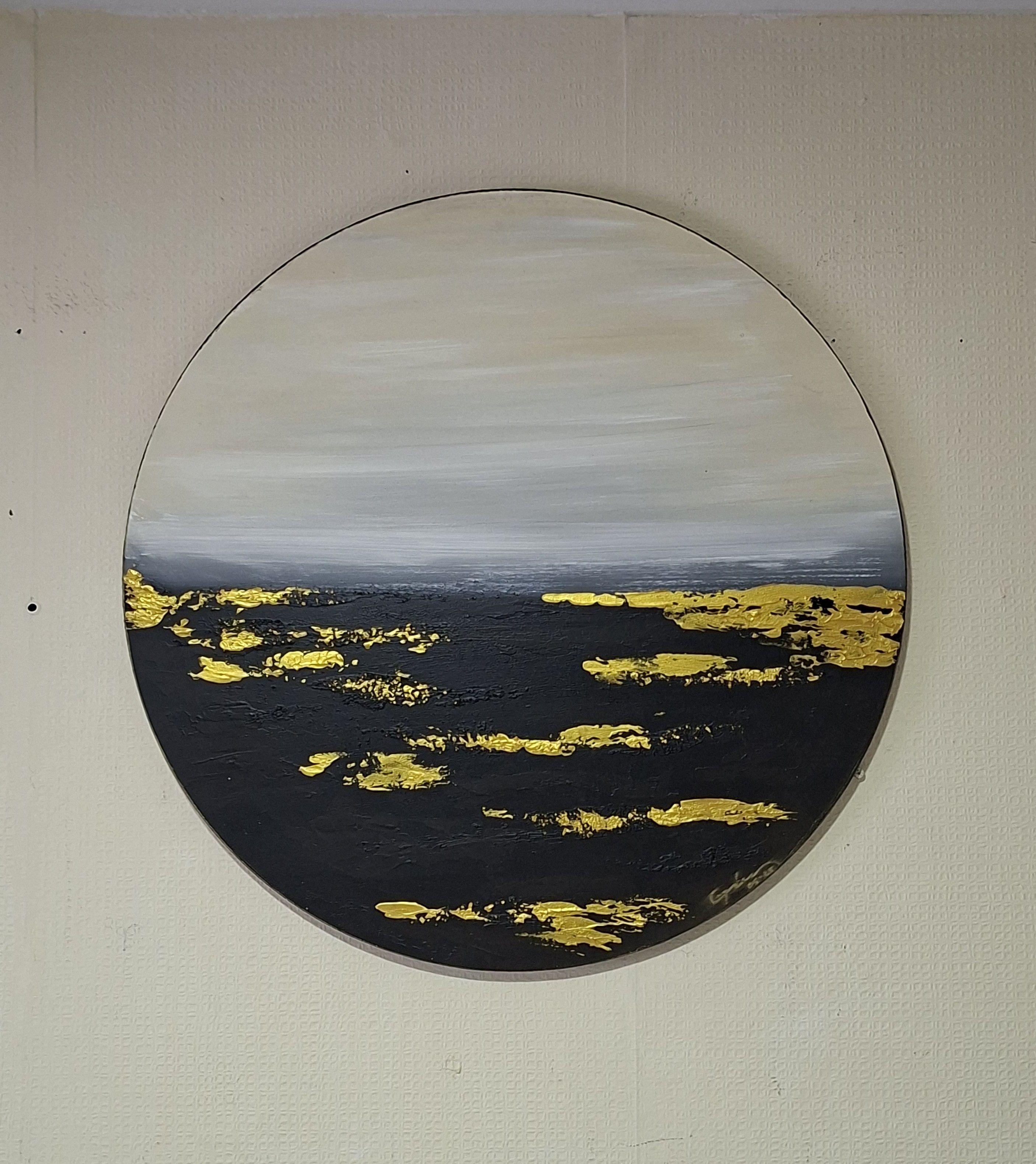 Cuadro Decorativo Circular Línea Gold - Técnica Mixta 70 cm Diámetro GiuArts-2