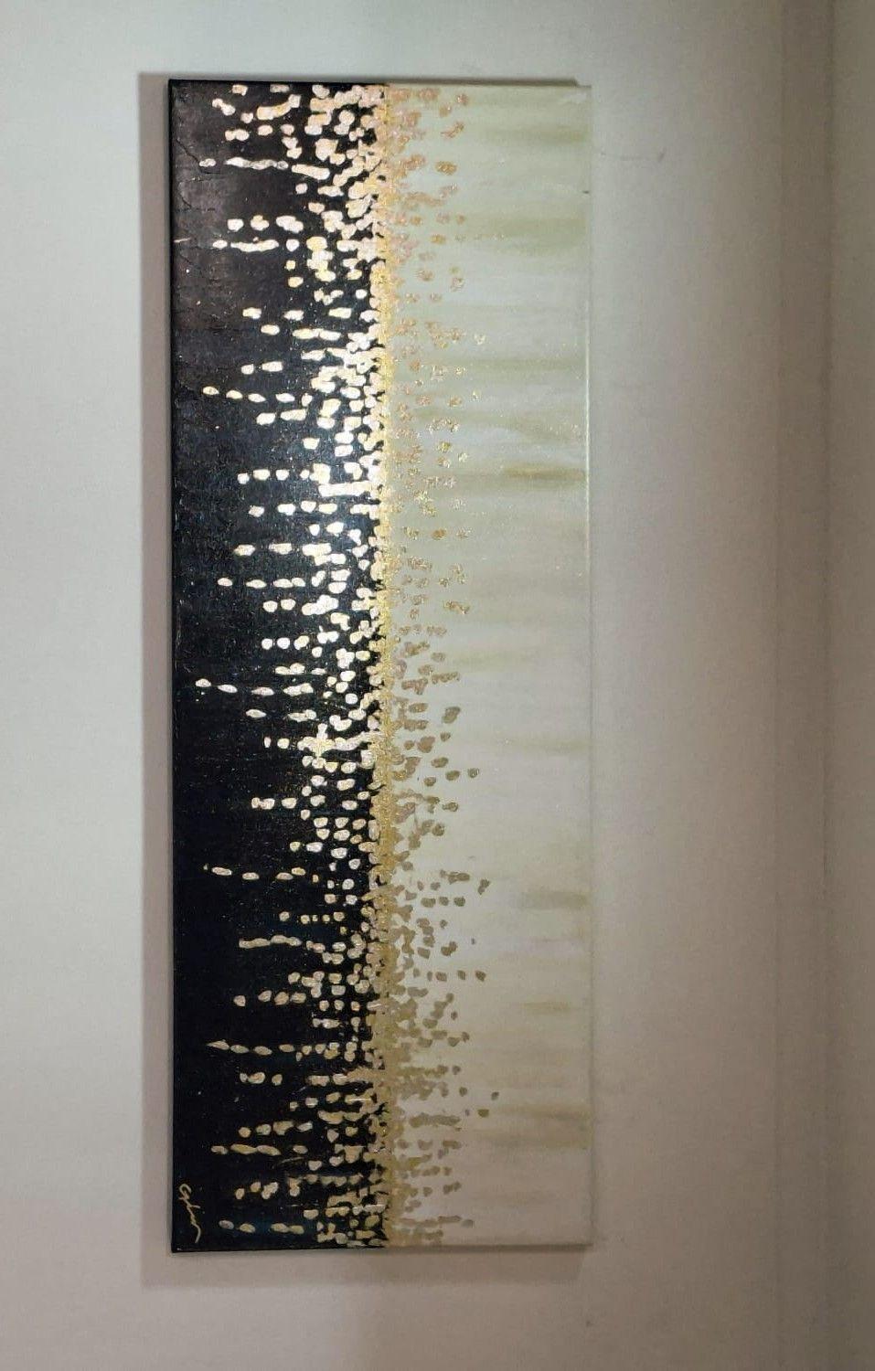 Cuadro Decorativo Lluvia de Oro Técnica Mixta con Relieve 40x110 cm GiuArts-4