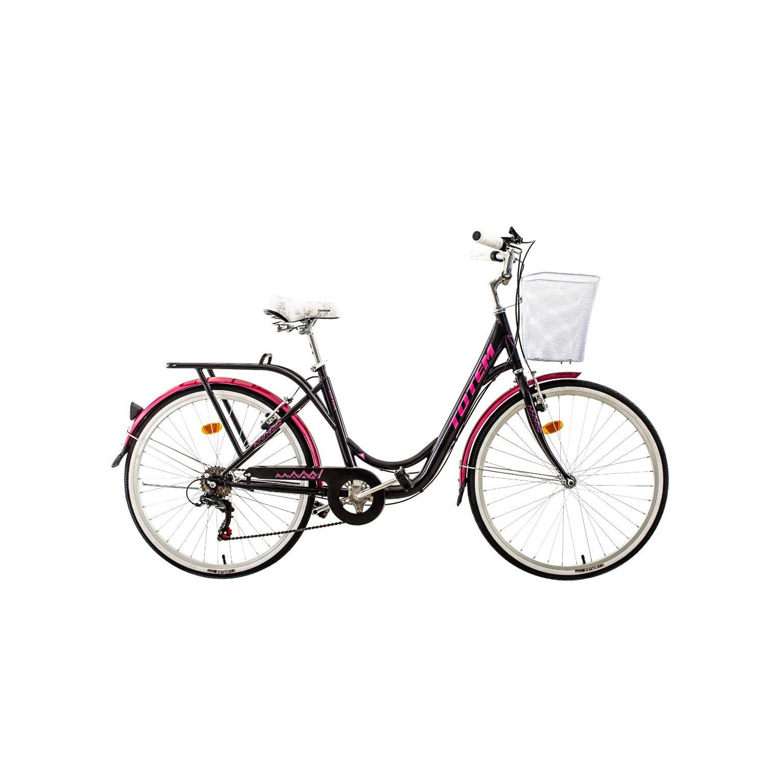 BICICLETA TOTEM CITY DAMA ARO 26 NEGRO CON FUCSIA-0