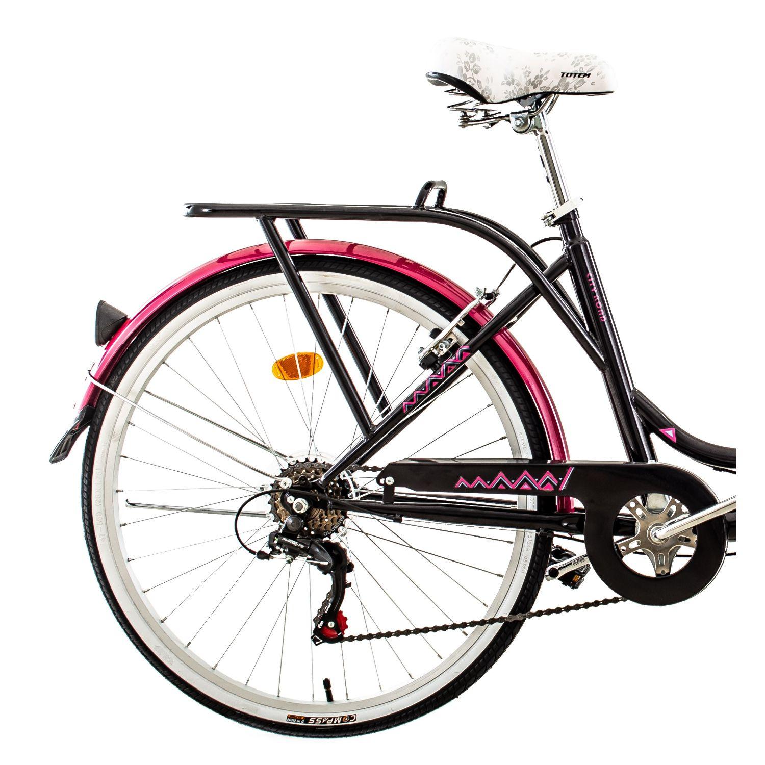 BICICLETA TOTEM CITY DAMA ARO 26 NEGRO CON FUCSIA-1
