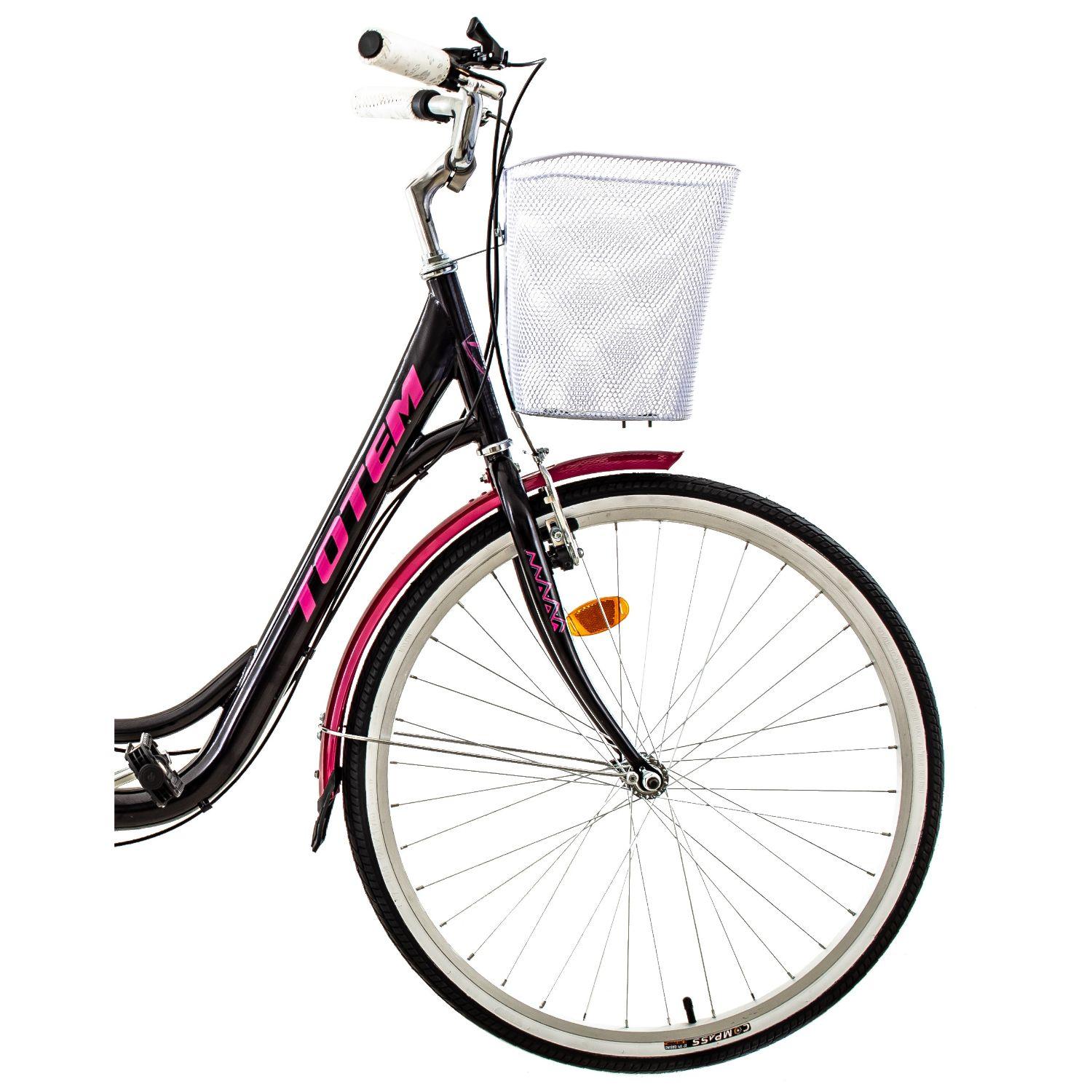 BICICLETA TOTEM CITY DAMA ARO 26 NEGRO CON FUCSIA-2