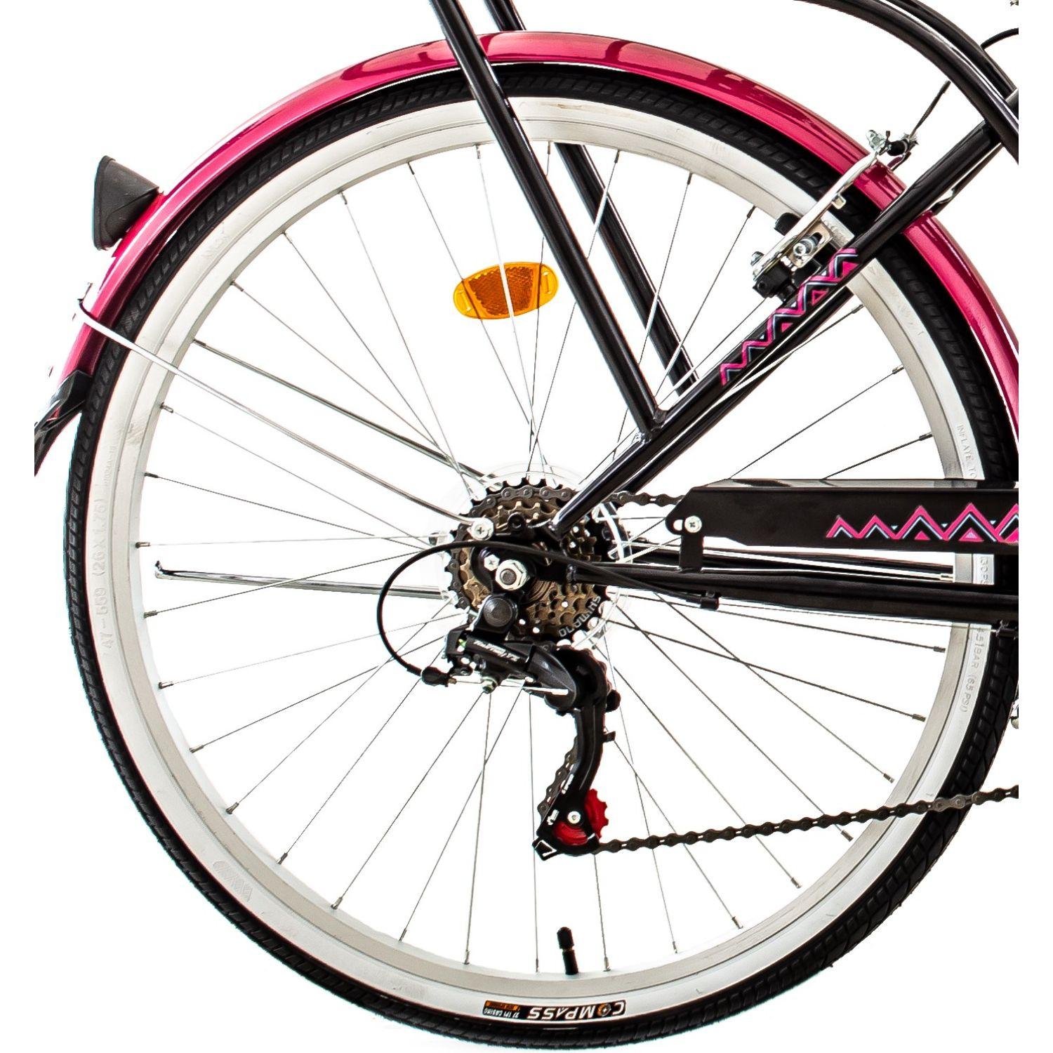 BICICLETA TOTEM CITY DAMA ARO 26 NEGRO CON FUCSIA-3