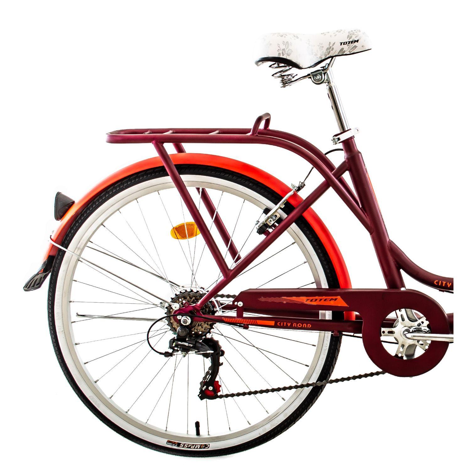 BICICLETA TOTEM CITY DAMA ARO 26 BURDEO CON ROJO-1