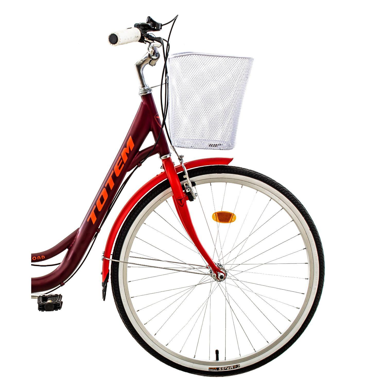 BICICLETA TOTEM CITY DAMA ARO 26 BURDEO CON ROJO-2