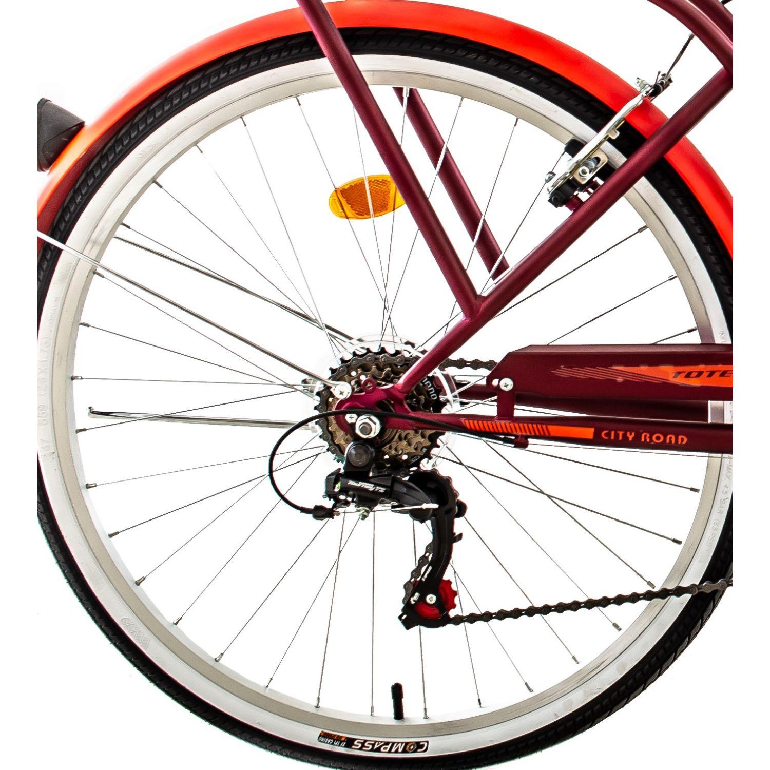 BICICLETA TOTEM CITY DAMA ARO 26 BURDEO CON ROJO-3
