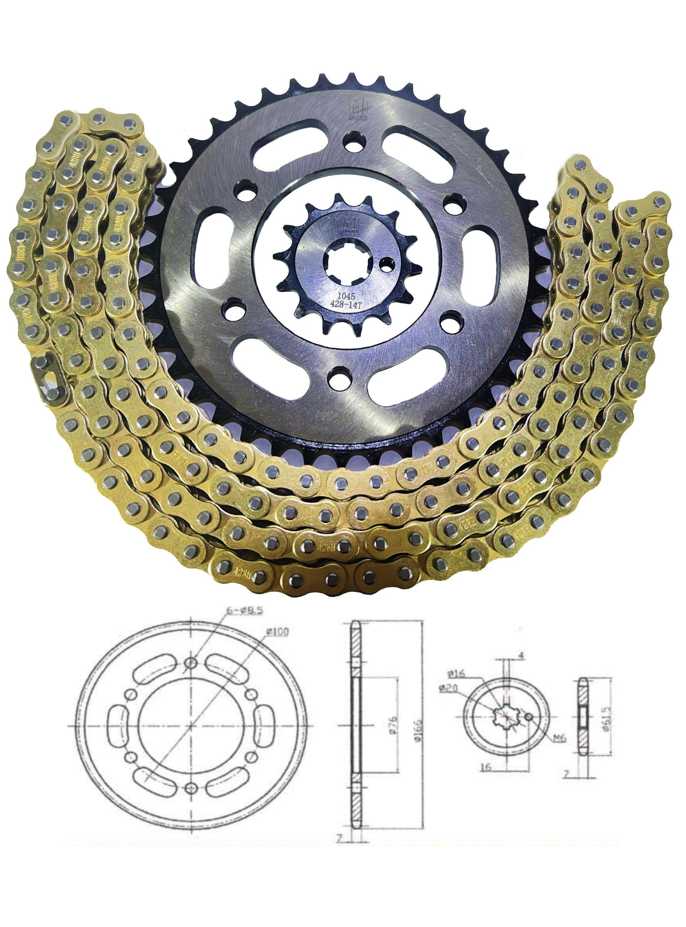 KIT DE TRANSMISION YAMAHA FZ16 40T/14T 428H-132L -1