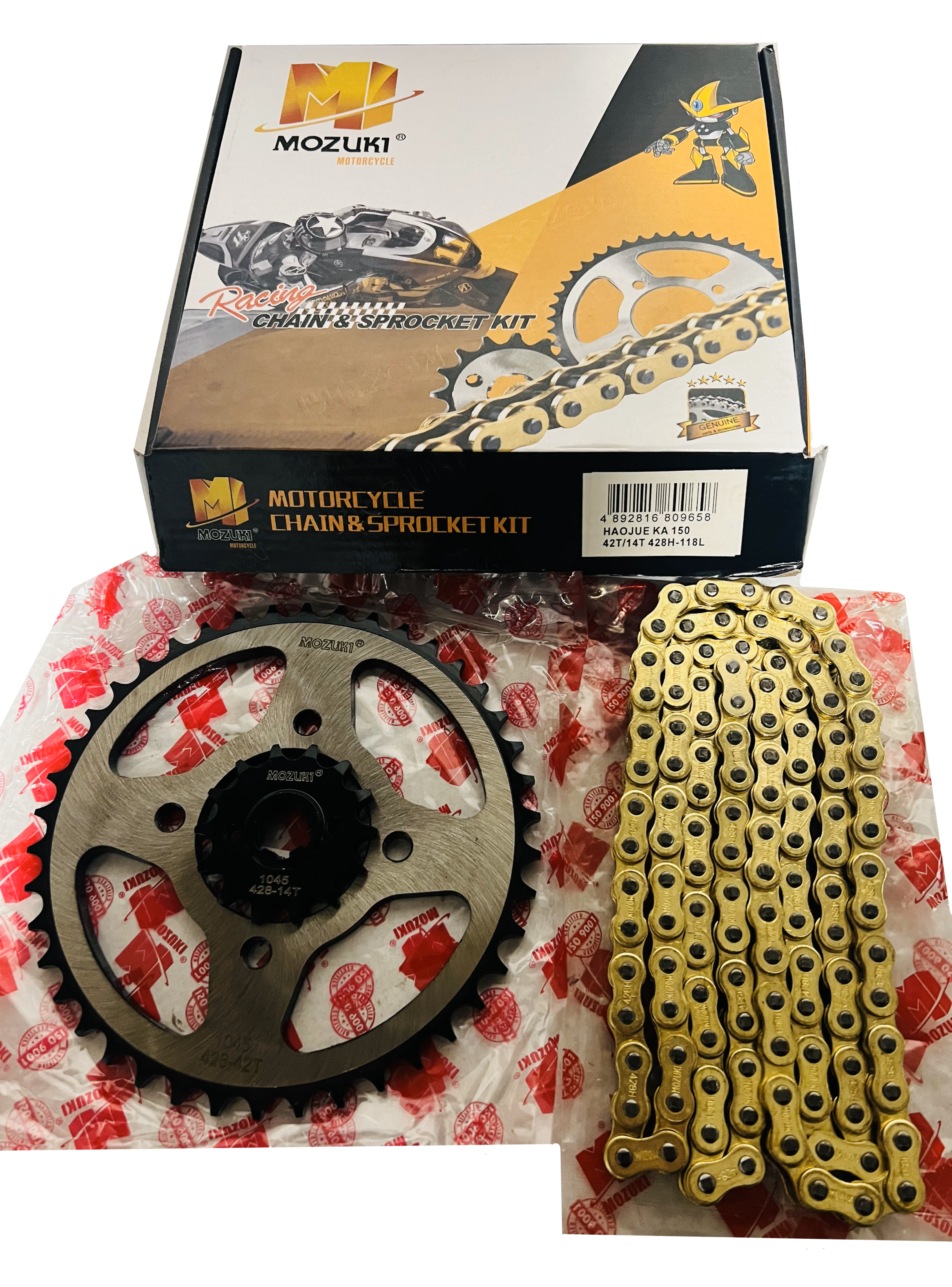 KIT DE TRANSMISION HAOJUE KA150 42T/14T 428H118L-2