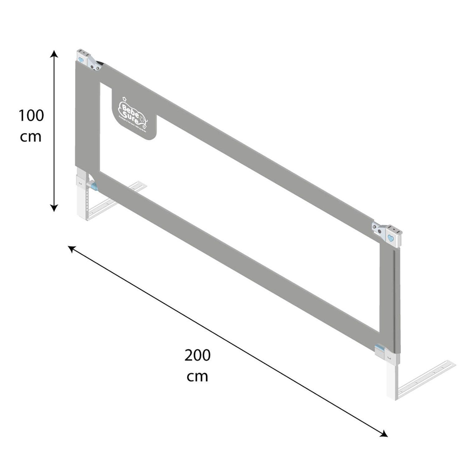 Set 3 barandas para cama King 180x200x200 cm color gris para colchón hasta 38 cm de altura-3