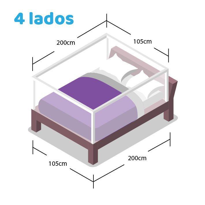4 Barandas Para Cama 1.5 Plaza 105*105*200*200 cm Gris Altura colchón hasta 27 cm-3