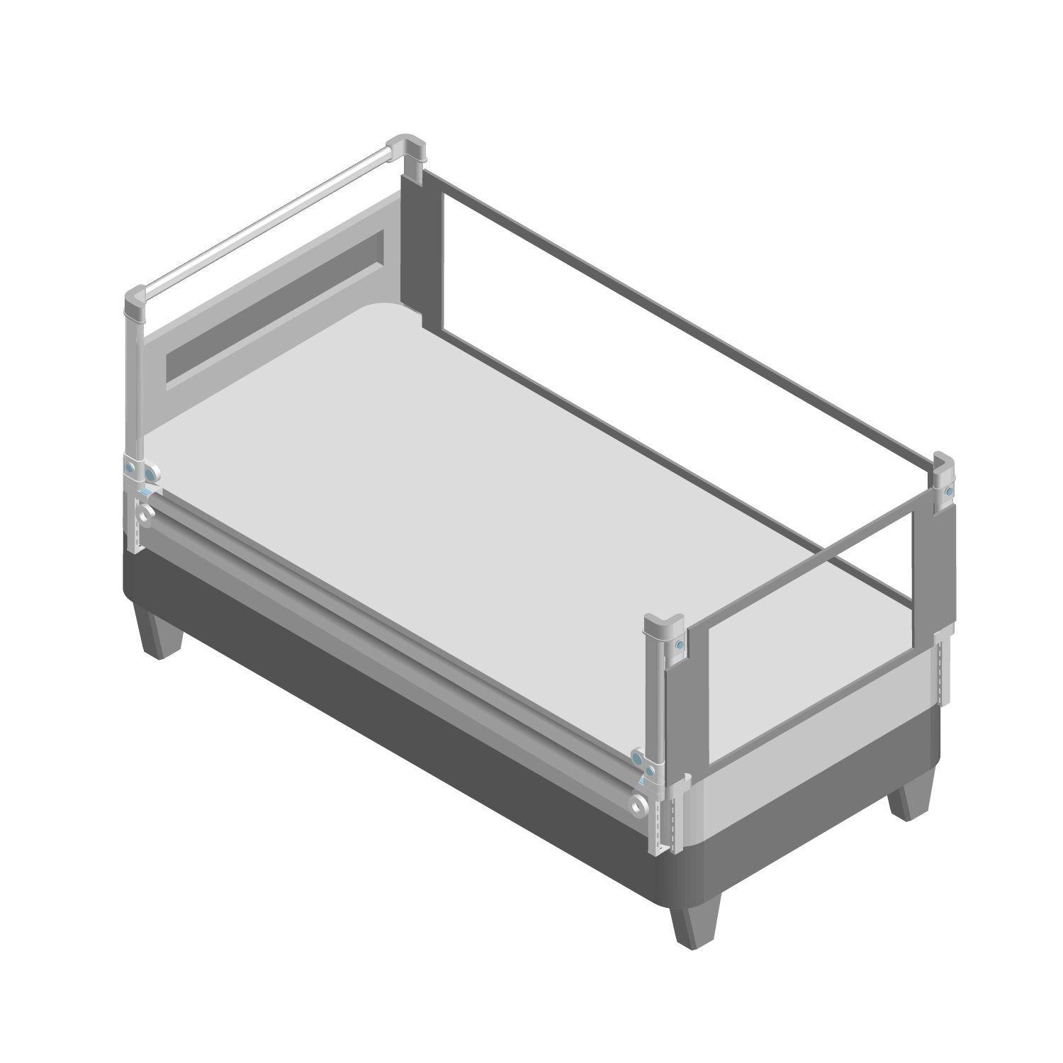3 Barandas+ soporte de cabecera Para Cama 1.5 Plaza 105*190*190 cms Gris Altura colchón hasta 27 cm-3