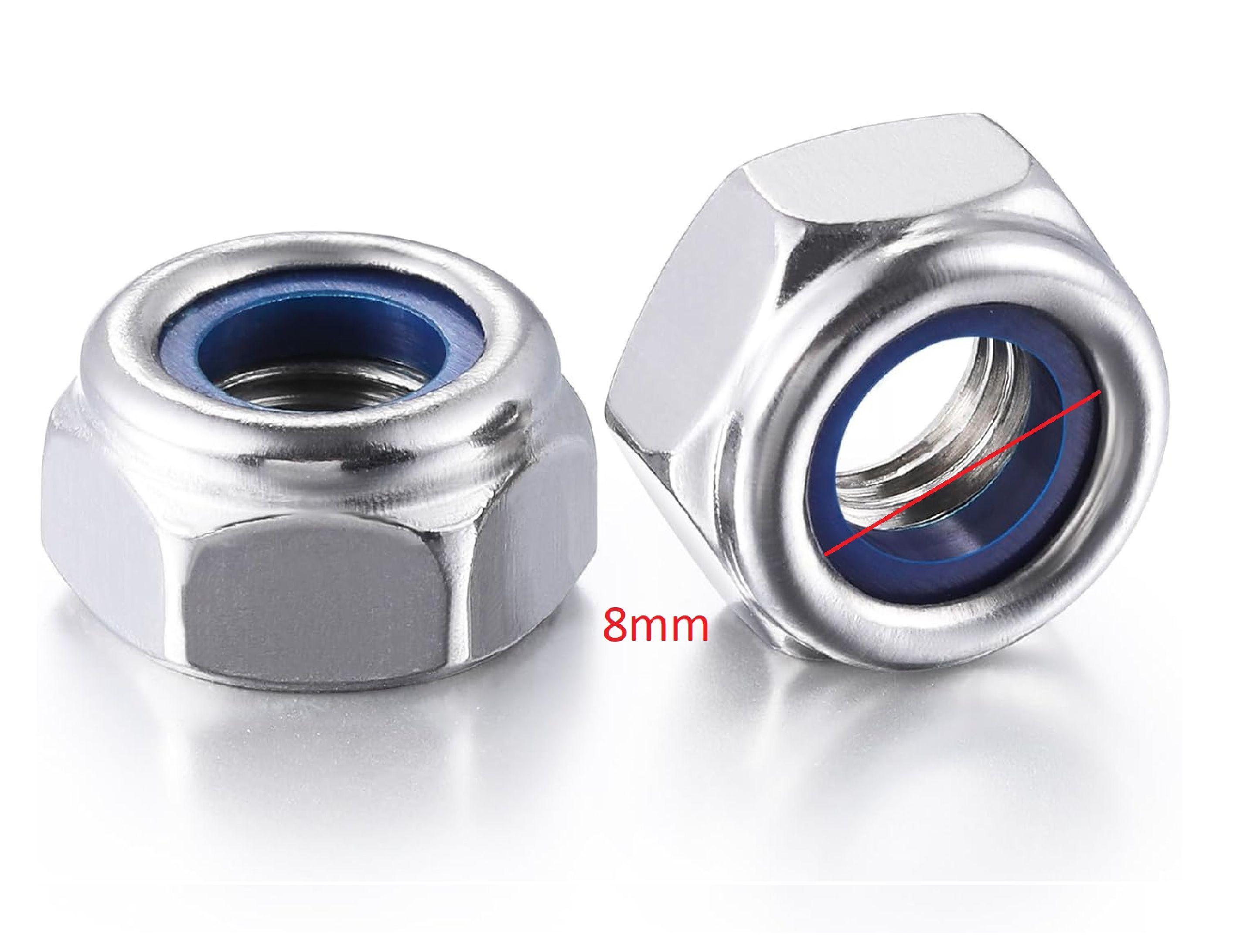 Tuerca Hexagonal Seguridad Zincado 8mm Paso 1.25 x 5 Unid. -2