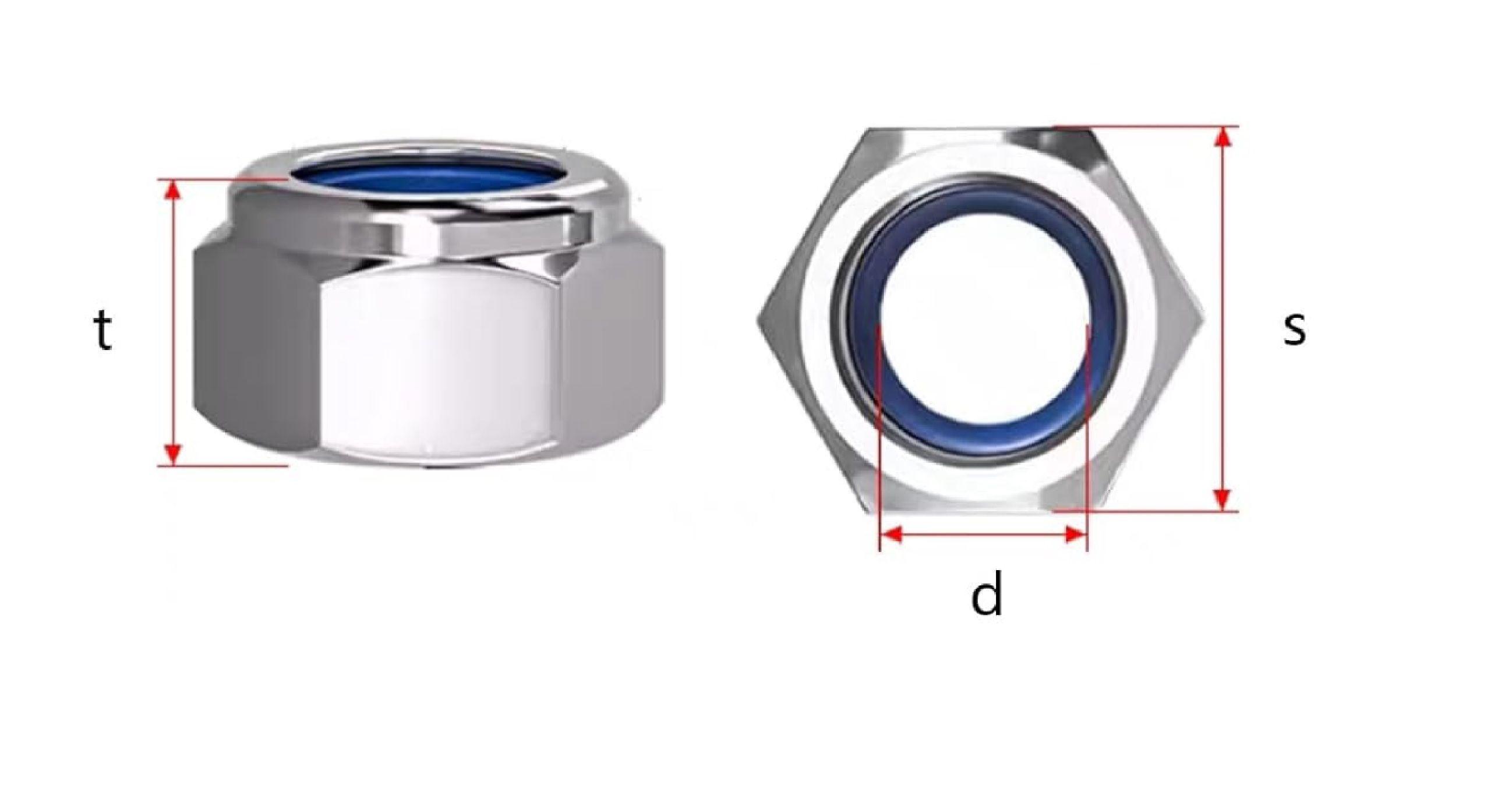 Tuerca Hexagonal Seguridad Zincado 8mm Paso 1.25 x 5 Unid. -3
