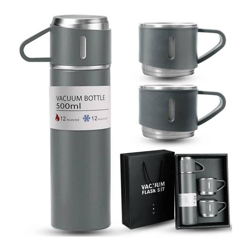 Termo Vaso Térmico Acero Inoxidable - 500ml + 2 Tazas Tapa-0