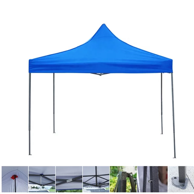 Toldo Plegable 2x2 MTS Lona Engomada Azul Impermeable-3