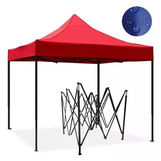 Toldo Plegable 2x2 MTS Lona Oxford 600 D Engomada Roja Impermeable-0