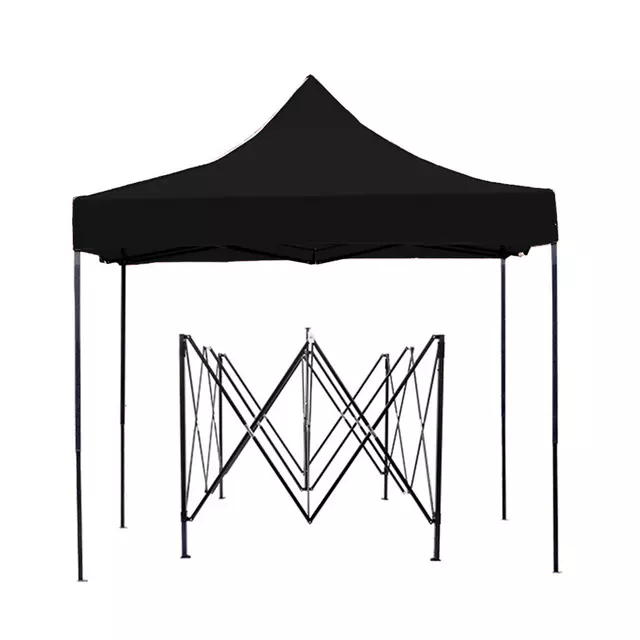 Toldo Plegable 2x2 MTS Lona Oxford engomada Negra Impermeable-1