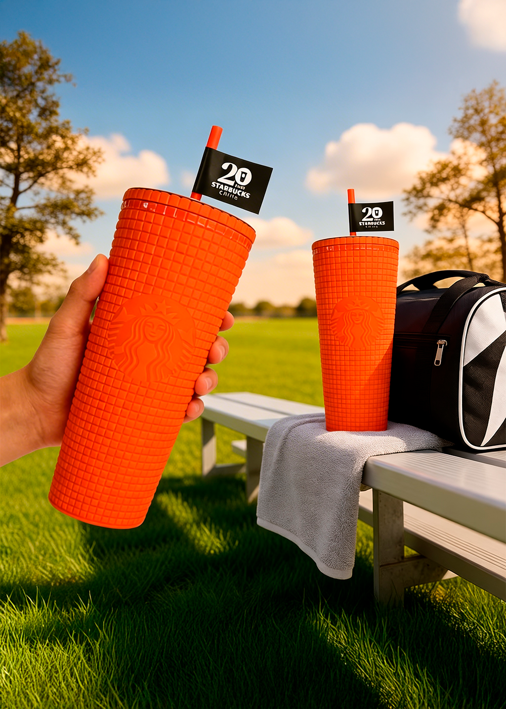Pack 2 Cold Cups StarbucksPlástico Soft Touch Aniversario Chile 700 mL-0