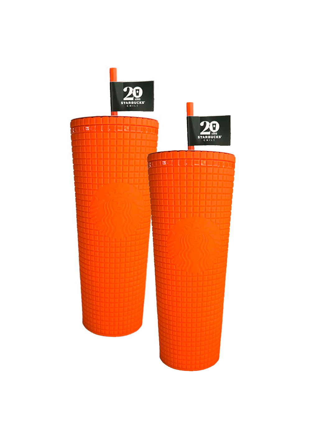 Pack 2 Cold Cups StarbucksPlástico Soft Touch Aniversario Chile 700 mL-1