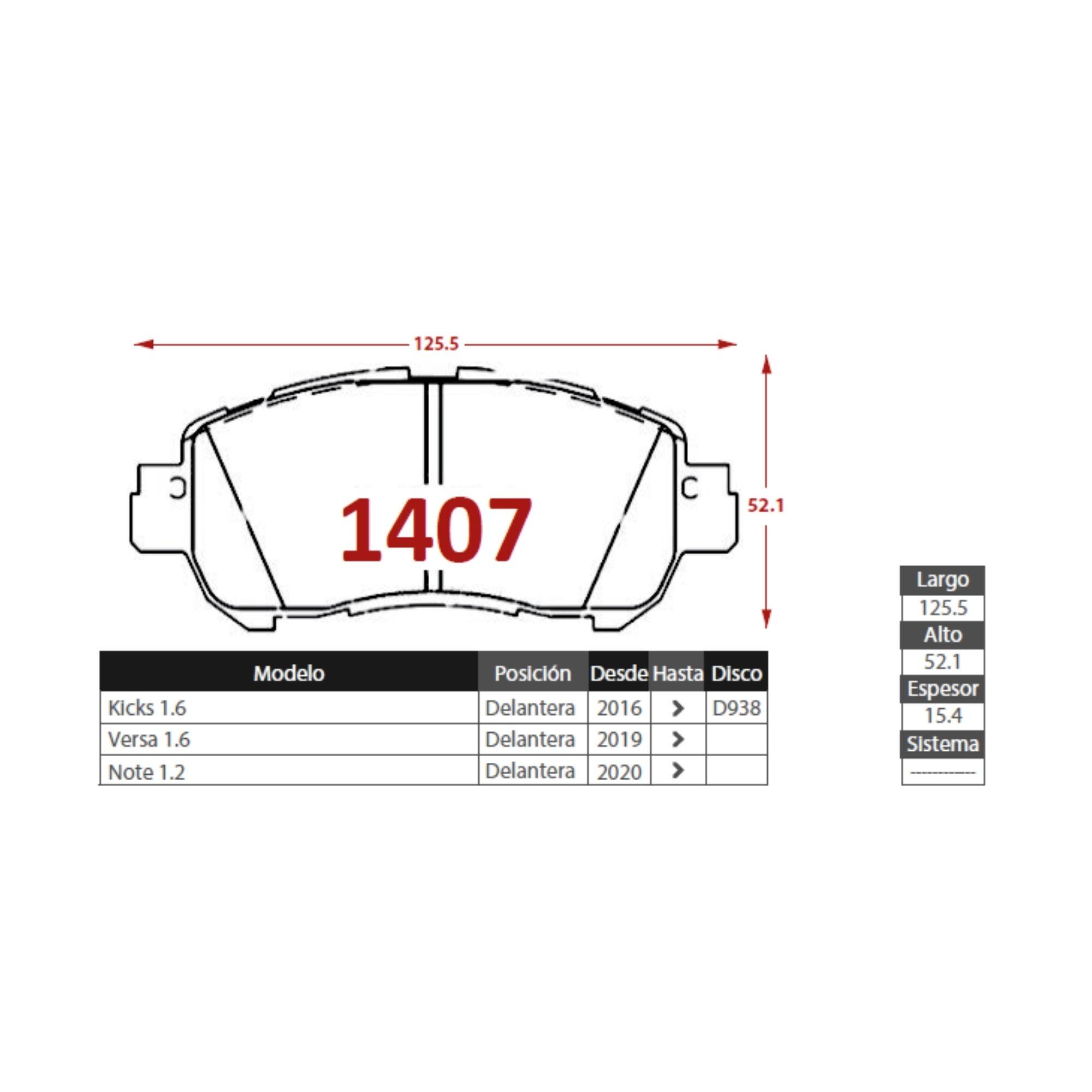 Pastillas de freno Delanteras Nissan Kicks 1.6 2016-2023 Senfineco Alemanas-1