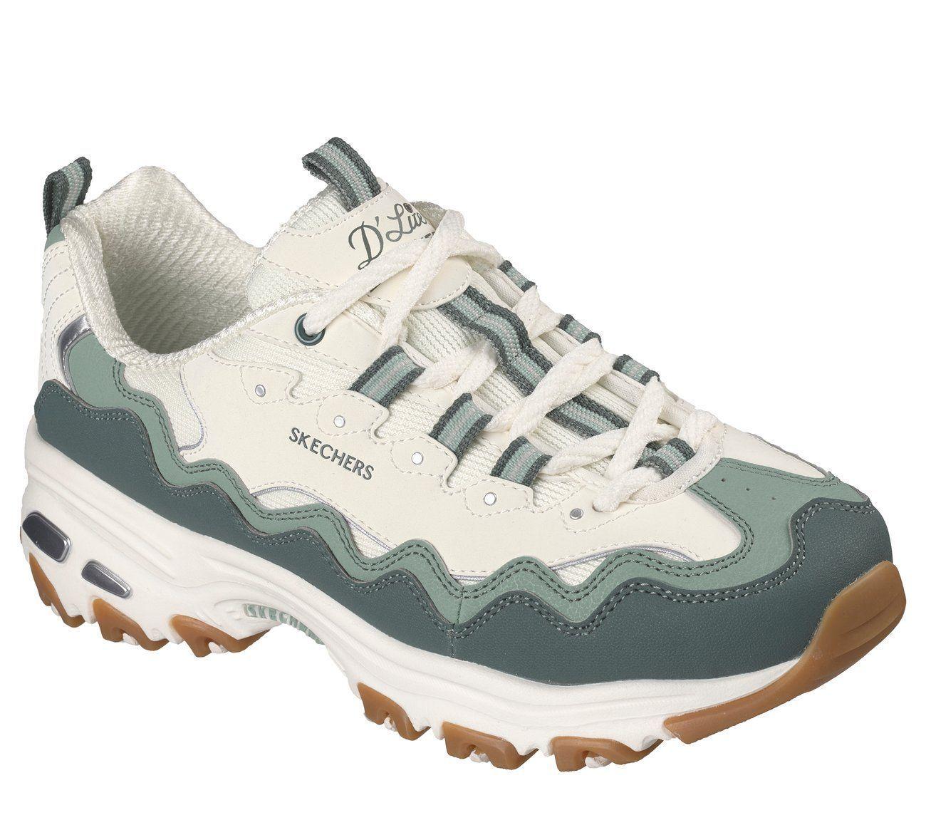 Zapatillas Mujer D'Lites Beige Verde Skechers-3