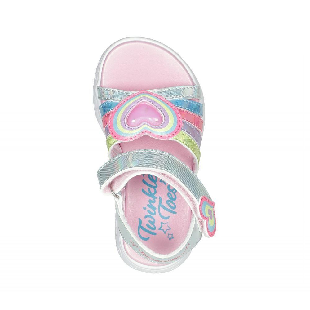 Sandalia Niña Rainbow Shines Heart Cuties Gris Skechers-1
