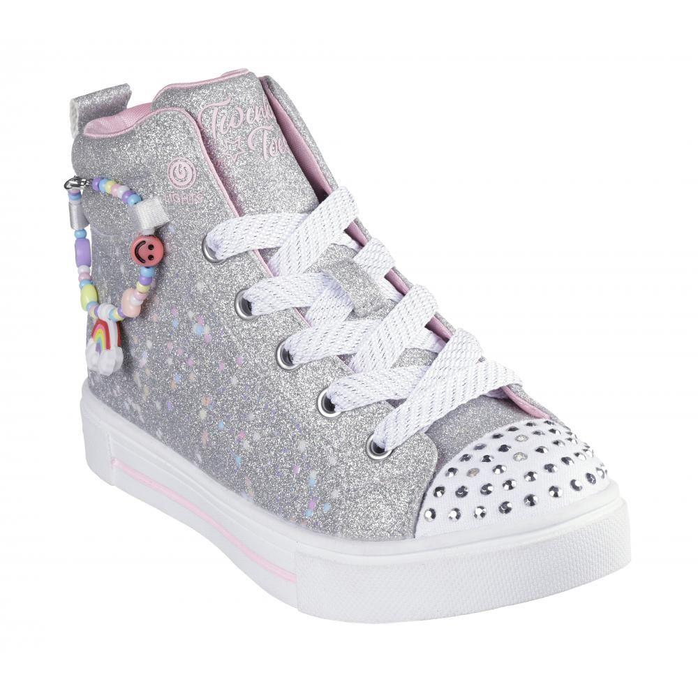 Zapatilla Niña Twinkle Sparks Charm Bestie Gris Skechers-4