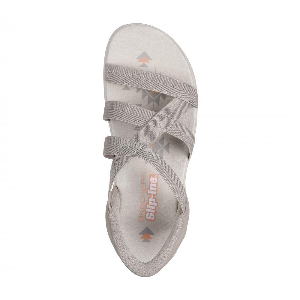 Sandalia Mujer Skechers Slip-ins: Reggae Slim Beige-1
