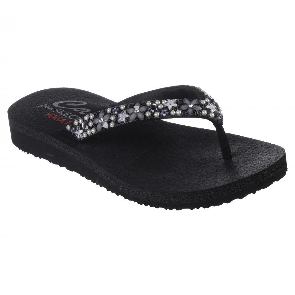 Sandalia Mujer Meditation Dancing Daisy Negro Skechers-0