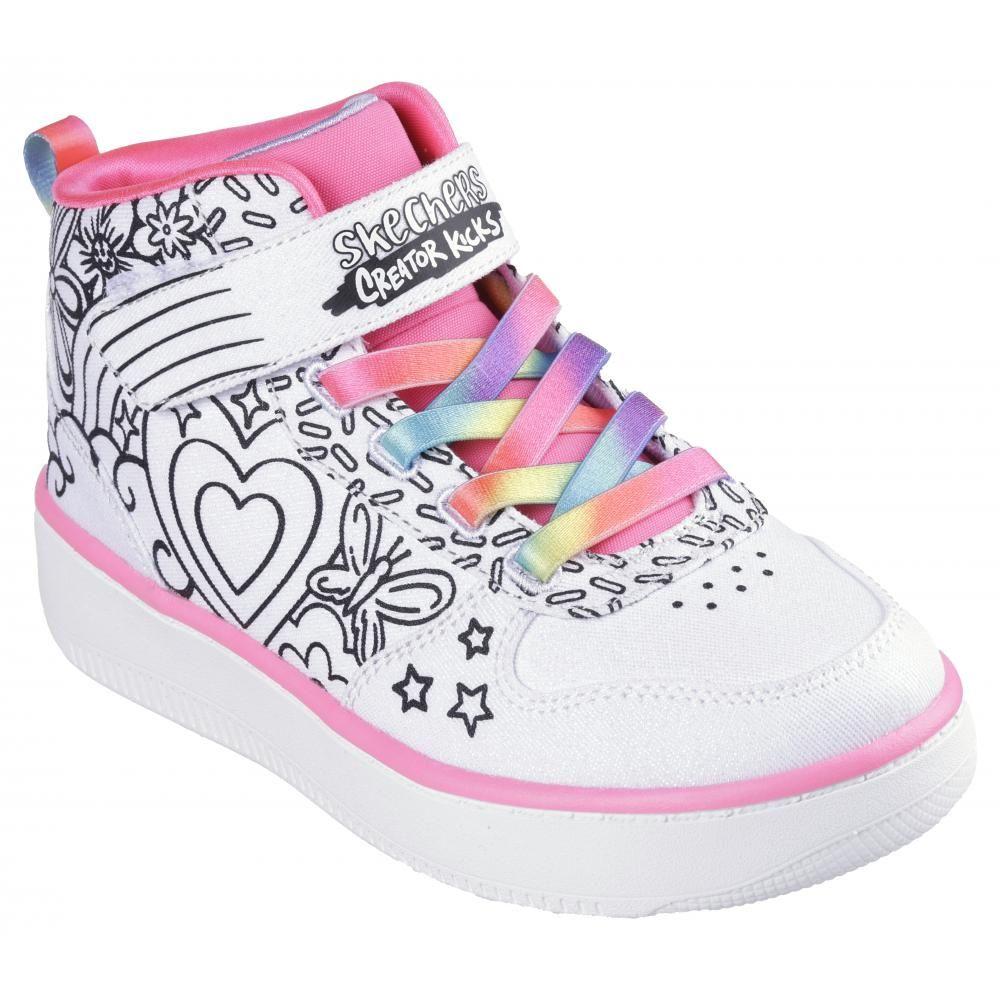 Zapatilla Niña Sport Court 92 Color Me Kicks Blanco Skechers-4