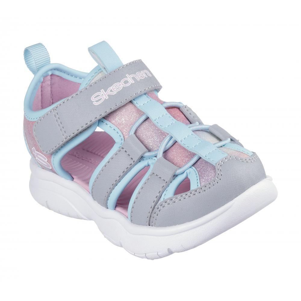 Sandalia Niña Flex Splash Daylight Shimmer Gris Skechers-4