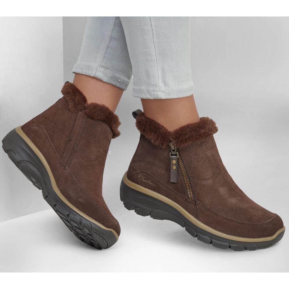 Botines Mujer Easy Going Cool Zip Café Skechers-1