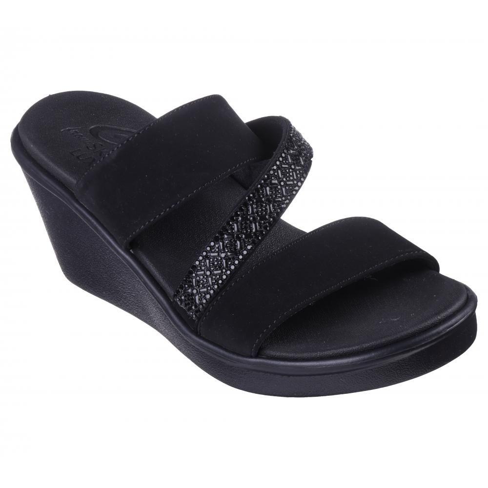 Sandalia Mujer Rumble On Social Glam Negro Skechers-0