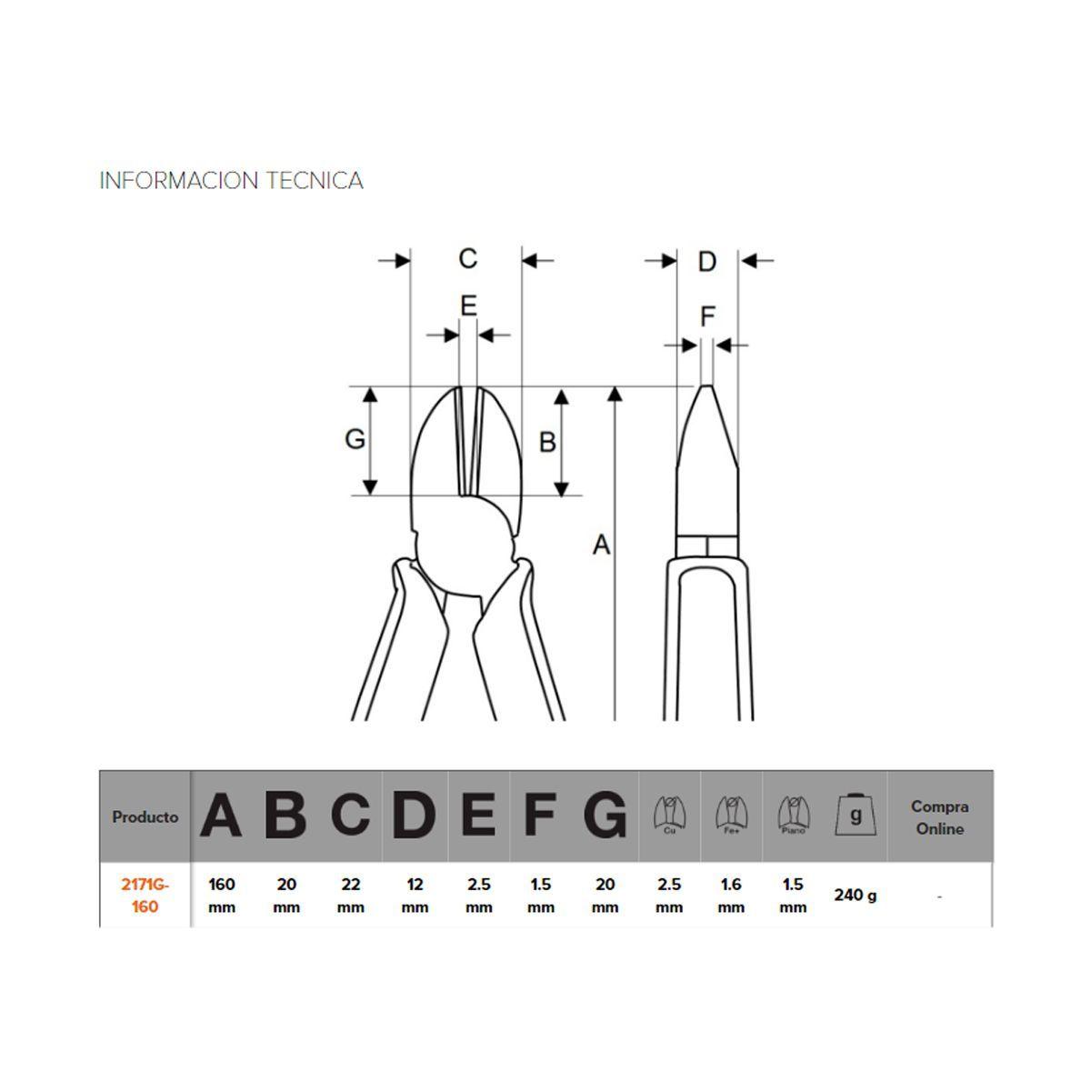 Alicate Cortante Corte Diagonal Profesional 6 Pulgadas Bahco-5