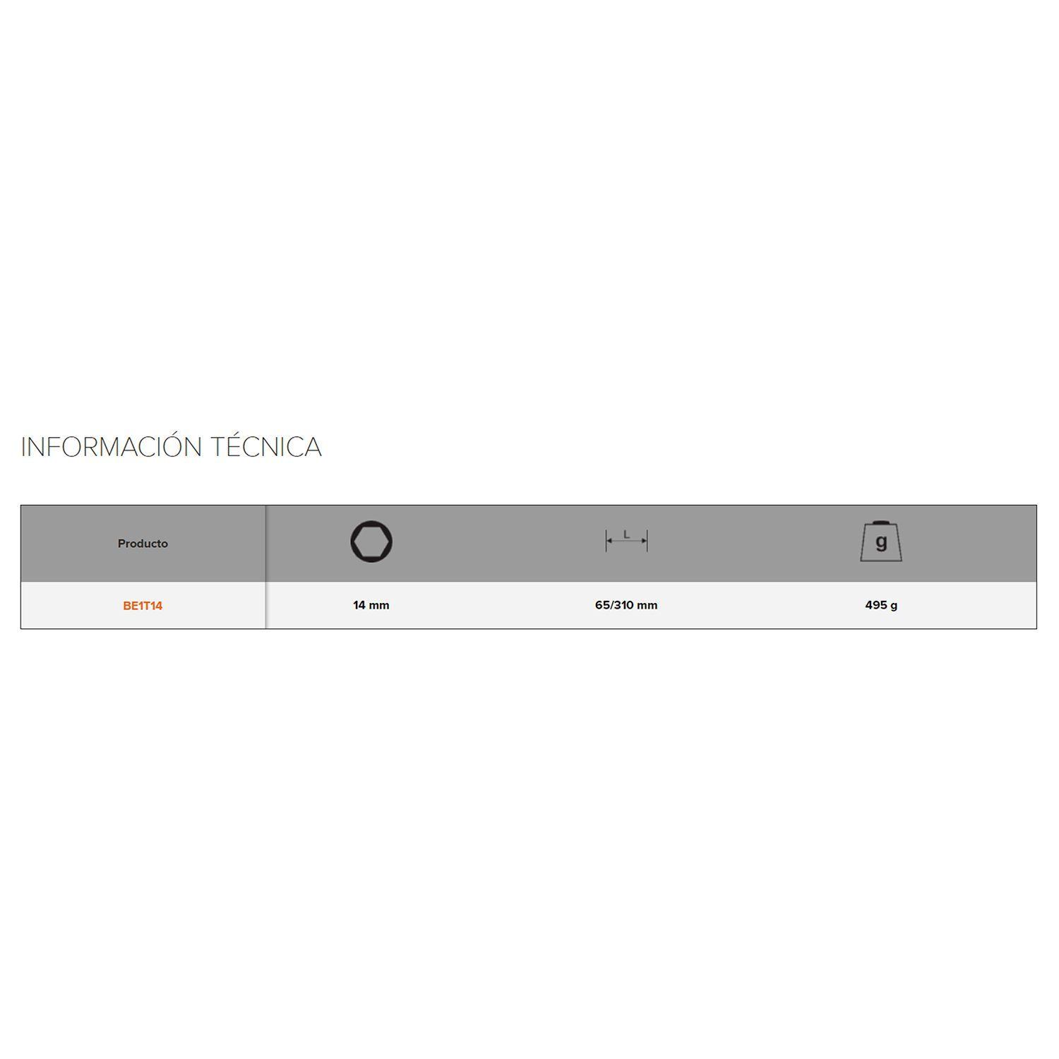 Llave Saca Bujias 14mm Hexagonal Articulada Con Goma Bahco-1