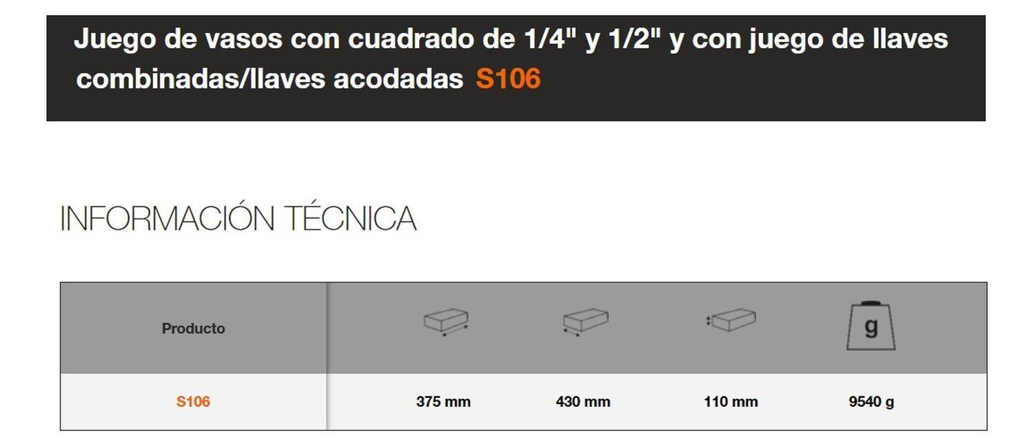 Juego 106 Herramientas Llaves Y Dados 1/4 Y 1/2 S106 Bahco-4