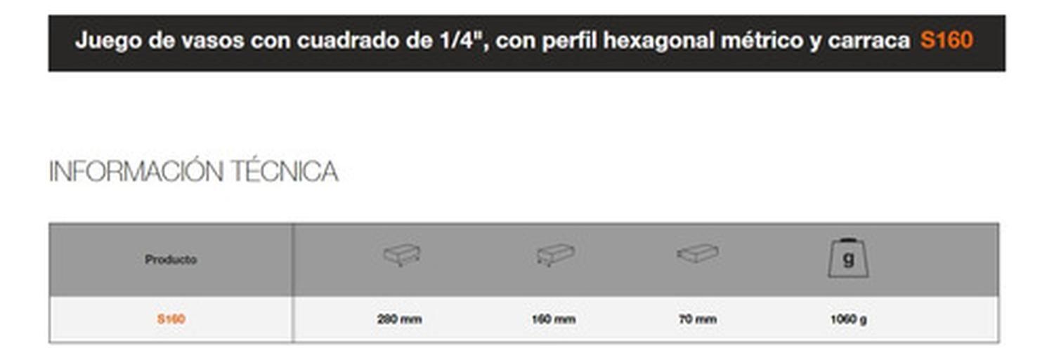 Juego De 16 Herramientas Dados 1/4 De 4 A 13mm S160 Bahco-5