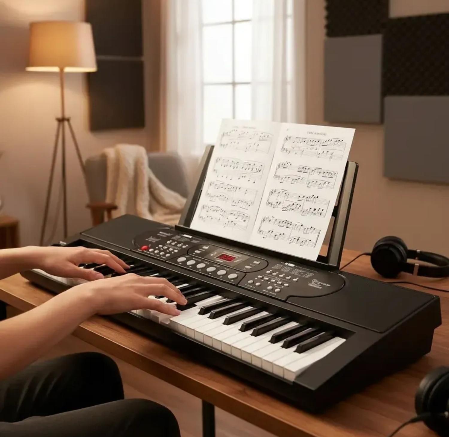 Piano Musical 61 Teclas Con Microfono Teclado Con Pantalla LCD-1