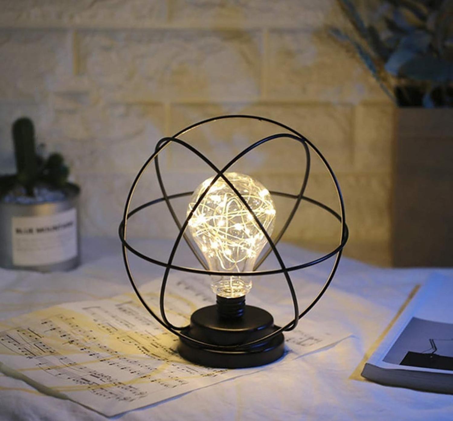 Lampara De Mesa Vintage Circular Portatil-1