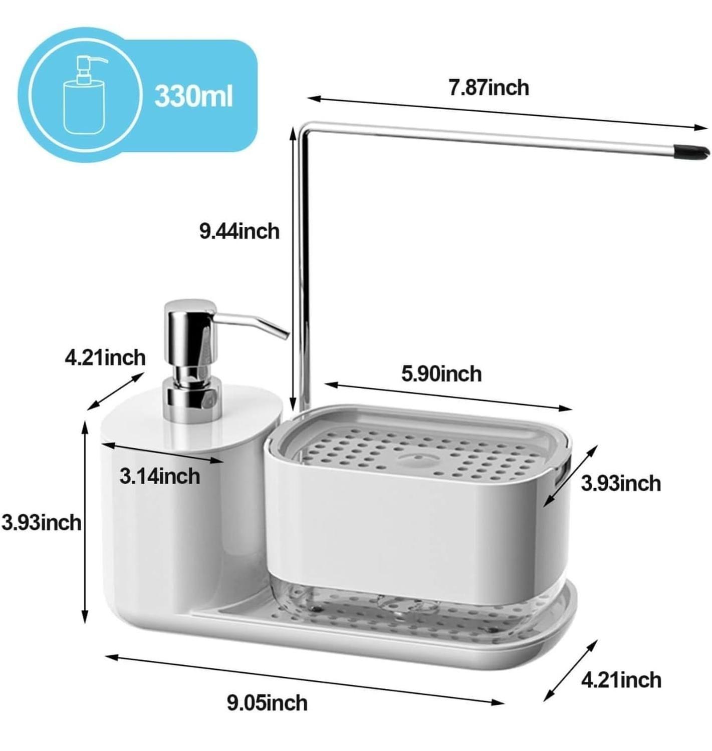 Dispensador De Jabon Con Porta Esponja Y Soporte Para Toalla-3
