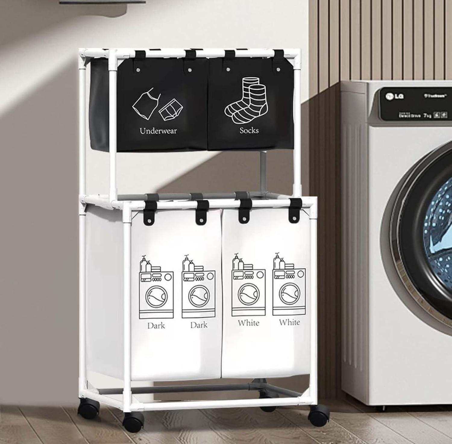Cesto Plegable Para Ropa Sucia Organizador Con Separación-3