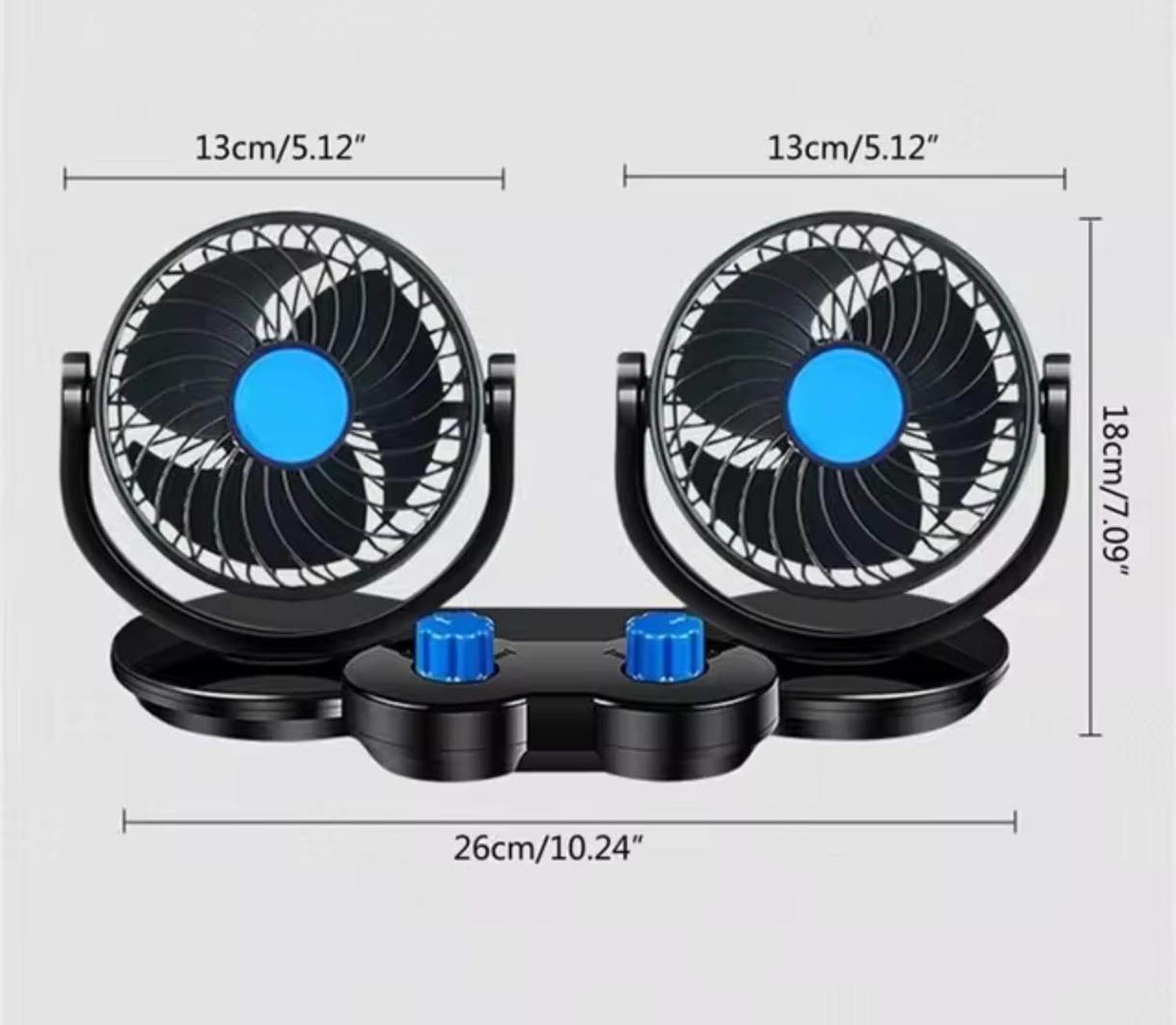 Ventilador Doble Para Auto 12V Ventilador Giratorio-2