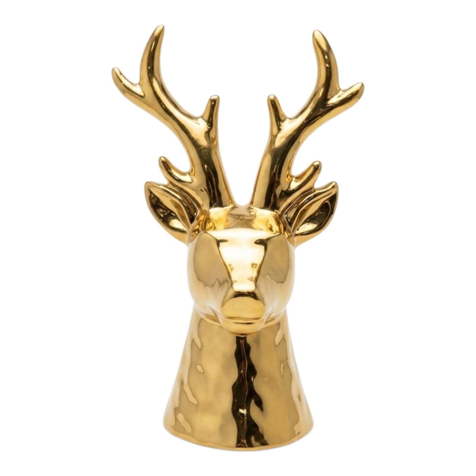 Cabeza De Ciervo Dorado Decorativa en Cer mica Figura Elegante Para Hogar Y Oficina-1