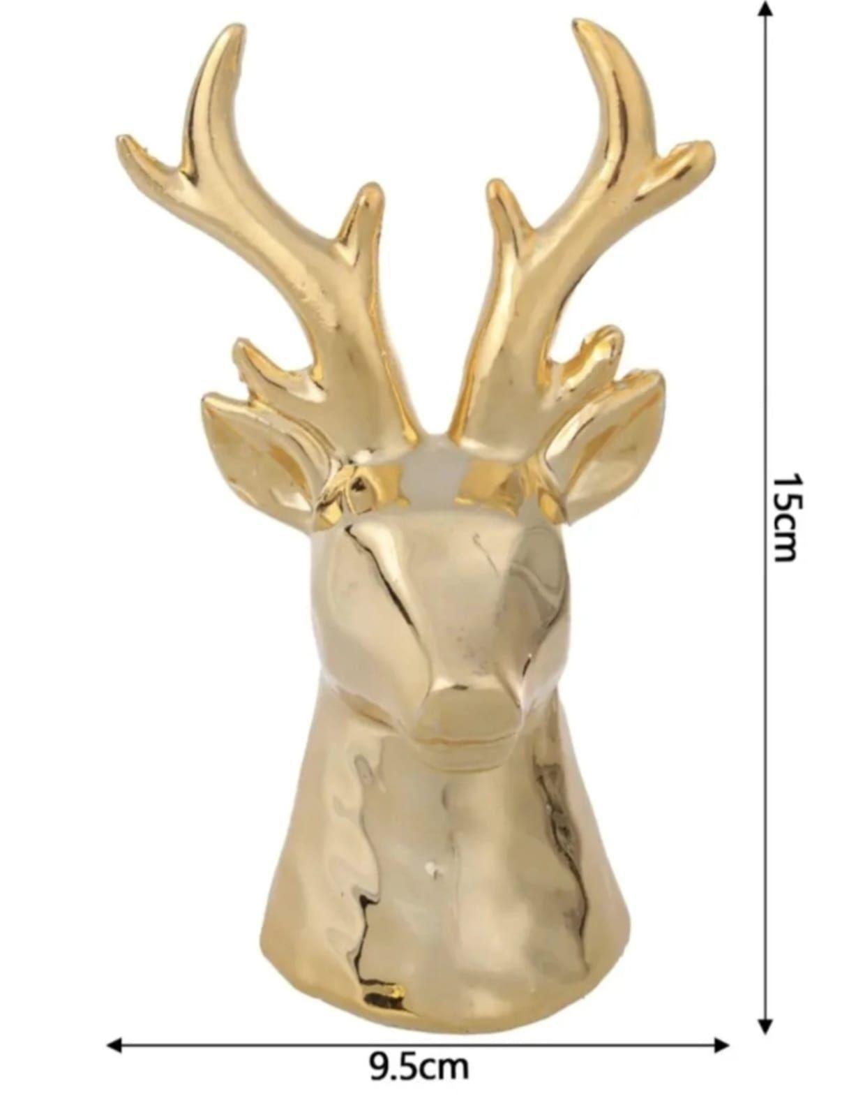 Cabeza De Ciervo Dorado Decorativa en Cer mica Figura Elegante Para Hogar Y Oficina-3