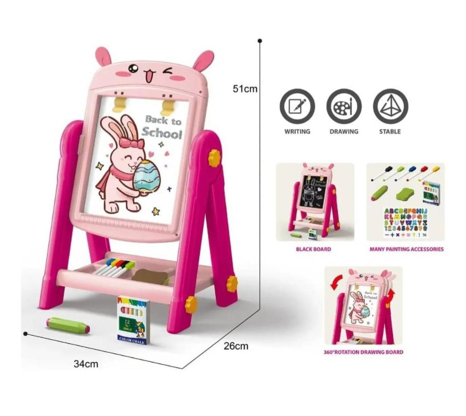 Pizarra Infantil 2 En 1 Doble Cara Con Plumones Y Tizas 24 Piezas-2