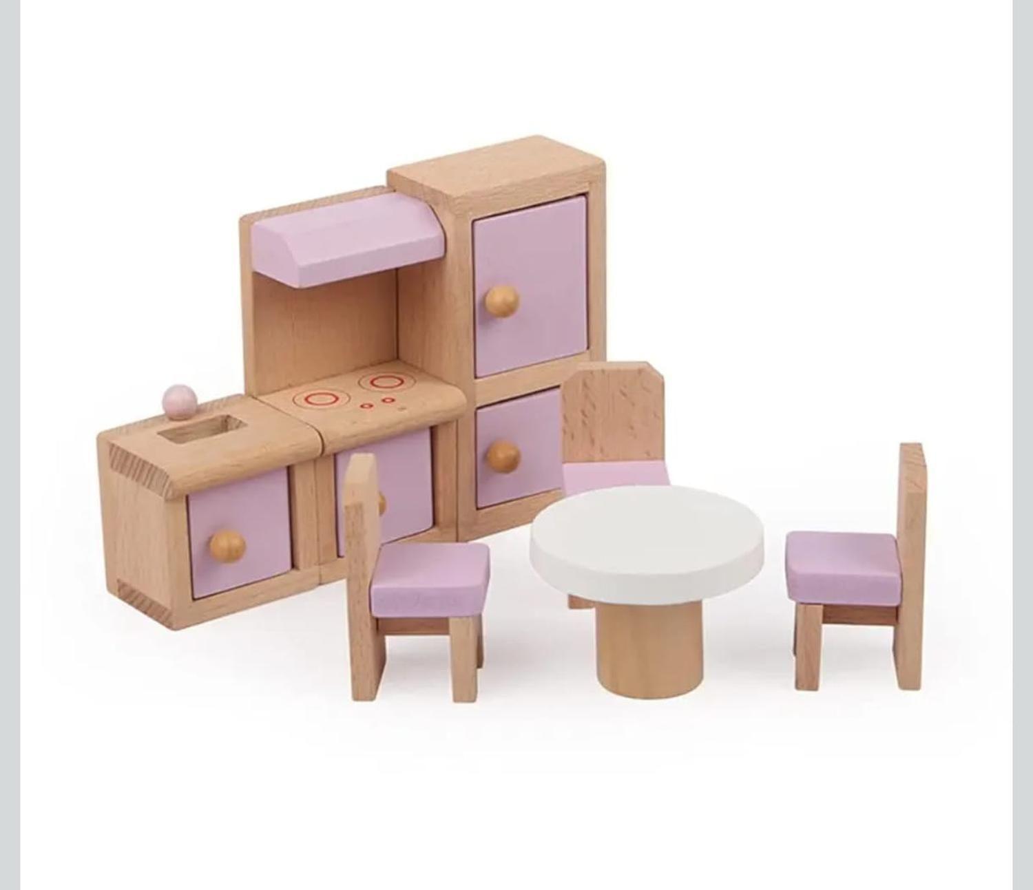 Mini Set De Muebles De Madera Para Muñecas 22 Piezas-3