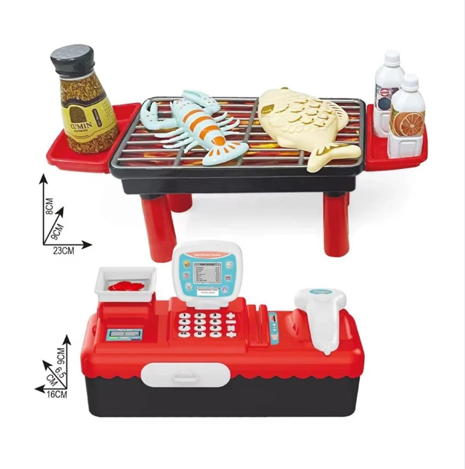 Mini Carrito De Supermercado 61 Piezas + Parrilla Y Caja Registradora-2